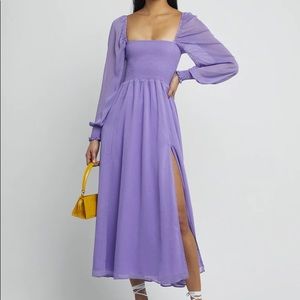 One Pretty Time Classic Smocked Maxi Dress Purple - L